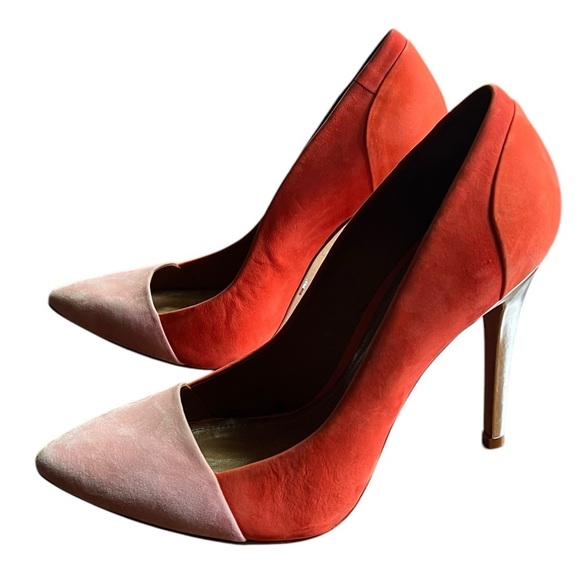 SCHUTZ Women’s Heels Pumps Shoes Pink Red US 8.5 Color Block - Picture 1 of 6